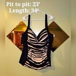 🩷 Liz Claiborne Black/White Swim Tank 20w